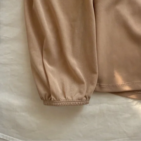 Brown Sheer Mesh V-Neck Long-Sleeved Top - Picture 6 of 6